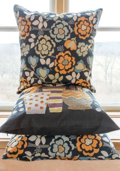 Bedruckte Kissenhülle „Wild rose“ aus Leinen/Bio-Baumwolle