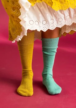 Einfarbige Kniestrümpfe aus Bio-Baumwolle