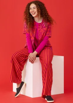 Gestreifte Jerseyhose aus Bio-Baumwolle/Modal