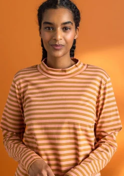 Gestreiftes Stehkragenshirt aus Bio-Baumwolle