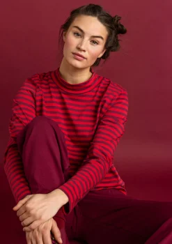 Gestreiftes Stehkragenshirt aus Bio-Baumwolle